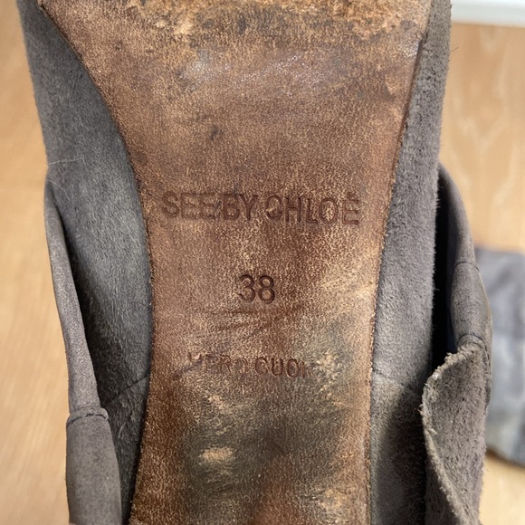 See by Chloe Grey Suede Heel Covered Boots - Picture 6 of 6